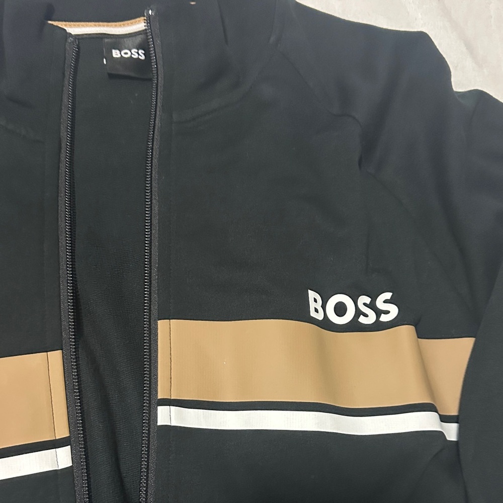 BOSS Men's Black and Brown Windbreaker